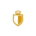 Shield with crown logo vetor icon illustration Royalty Free Stock Photo