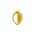 Shield with crown logo vetor icon illustration Royalty Free Stock Photo