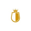 Shield with crown logo vetor icon illustration Royalty Free Stock Photo