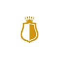 Shield with crown logo vetor icon illustration Royalty Free Stock Photo