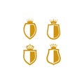 Shield with crown logo vetor icon illustration Royalty Free Stock Photo