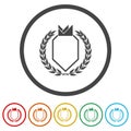 Shield with crown sign. Set icons in color circle buttons Royalty Free Stock Photo