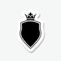 Shield with crown  sticker isolated on gray background Royalty Free Stock Photo