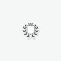 Shield with crown sticker isolated on gray background Royalty Free Stock Photo