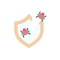 Shield cyber attack bug icon. Simple color vector elements of hacks icons for ui and ux, website or mobile application Royalty Free Stock Photo
