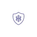 Shield cyber secure lock line icon. Circuit shield digital software