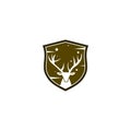 Shield deer logo for hunting isolated on white background