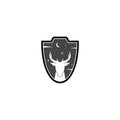 Shield deer logo for hunting isolated on white background