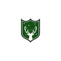 Shield deer logo for hunting isolated on white background