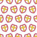 Shield defender seamless pattern textile print. repeat pattern background design