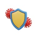 Shield defending against coronavirus particles Royalty Free Stock Photo