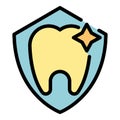 Shield dental icon color outline vector