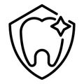 Shield dental icon, outline style