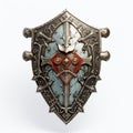 Detailed 3d Buckler Shield With Ornamental Details And Unique Character Design