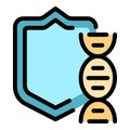 Shield dna icon color outline vector Royalty Free Stock Photo