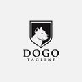 Shield of dogo Argentino logo icon vector template