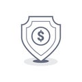 Shield dollar icon vector. Line icons on white background