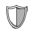 Shield doodle vector icon. Drawing sketch illustration hand drawn line eps10