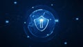 Shield and email icon on secure global network , Cyber security concept. Earth element furnished by Nasa Royalty Free Stock Photo