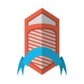 shield emblem stripes blue ribbon shadow Royalty Free Stock Photo