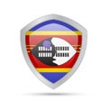 Shield with Eswatini flag on white background