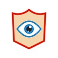 Shield and eye. Vector logo and emblem. Royalty Free Stock Photo