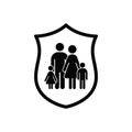 Shield And Family Icon, Vector safety concept flat symbol Royalty Free Stock Photo
