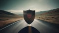 A shield with a stop sign symbolizing the protection of private information created with Generative AI Royalty Free Stock Photo