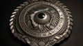 A shield with a human eye symbolizing the watchful eye of security officials created with Generative AI