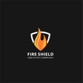 Shield Fire Logo Design Element, security logo