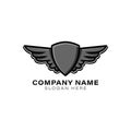 Shield and flying wing logo Ideas. Inspiration logo design. Template Vector Illustration. Isolated On White Background Royalty Free Stock Photo