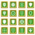 Shield frames icons set green