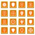 Shield frames icons set orange