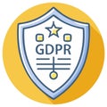 Shield with GDPR Text and Star Icon on Circular Background for Data Protection Concept Royalty Free Stock Photo