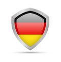 Shield with Germany flag on white background. Royalty Free Stock Photo