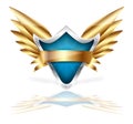 Shield and golden wings vector Royalty Free Stock Photo