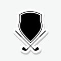 Shield Golf club emblem logo sticker isolated on gray background Royalty Free Stock Photo