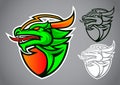 Shield green dragon emblem logo vector Royalty Free Stock Photo