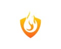 Shield Guard Fire Flame Icon Logo Design Element Royalty Free Stock Photo