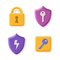 Shield, guard protection mobile icon vector. Safe security, lock icons set vector illustration