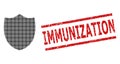 Grunge Immunization Seal Stamp and Halftone Dotted Shield