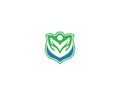 Shield Human Hand And Wellness Life Logo Design