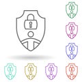 Shield, human protection multi color icon. Simple thin line, outline vector of professional seo icons for ui and ux, website or