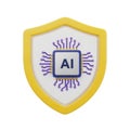 Shield Icon with AI Chip and Circuitry Symbolizing Artificial Intelligence Security protection Royalty Free Stock Photo