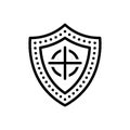 Black line icon for Shield, armor and guard