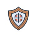Color illustration icon for Shield, armor and defense