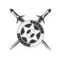Shield icon black and white. Vector illustration. Royalty Free Stock Photo