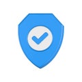 shield icon with check mark 3d symbol security Royalty Free Stock Photo