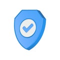 shield icon with check mark 3d symbol security Royalty Free Stock Photo