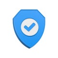 shield icon with check mark 3d symbol security Royalty Free Stock Photo